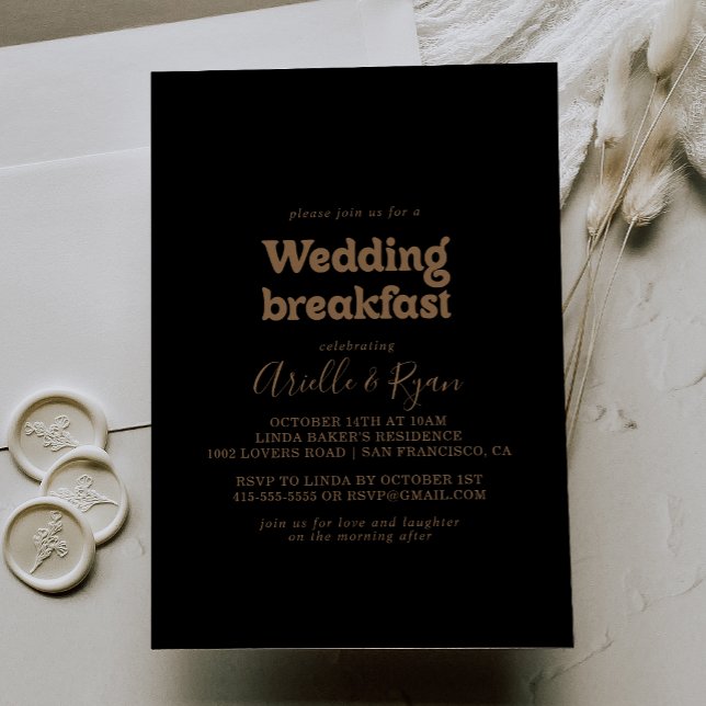 Convites Café da Manhã de Casamento Minimal Clássico Ouro P (Criador carregado)