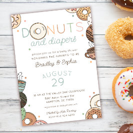 Convites Café da Manhã de Donuts e Fraldas para Chá de Bebê