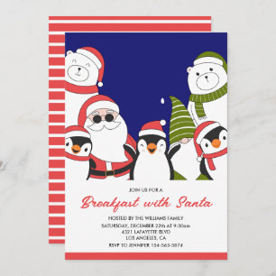 Convites Café da Manhã de Natal com Papais noeis Legal Bear