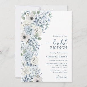 Convites Café da Manhã de Noiva com Floral Azul