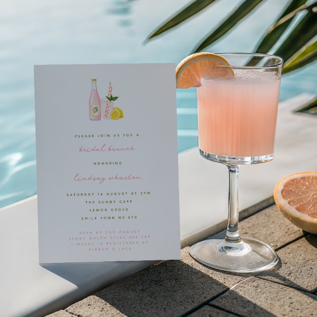 Convites Café da Manhã de Noiva com Limonada Rosa Minimalis (Criador carregado)