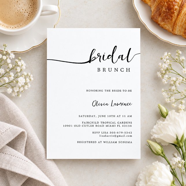 Convites Café da Manhã de Noiva com Roteiro Mínimo (minimalist bridal shower invitation)