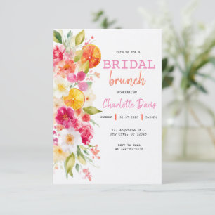 Convites Café da Manhã de Noiva Floral Cítrico Elegante Chi