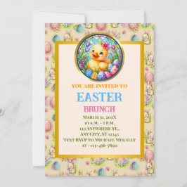 Convites CAFÉ DA MANHÃ DE PÁSCOA, Frango, Flores e Ovos Col