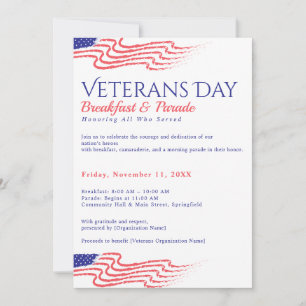Convites Café da Manhã do Dia dos Veteranos Desfile Patriót