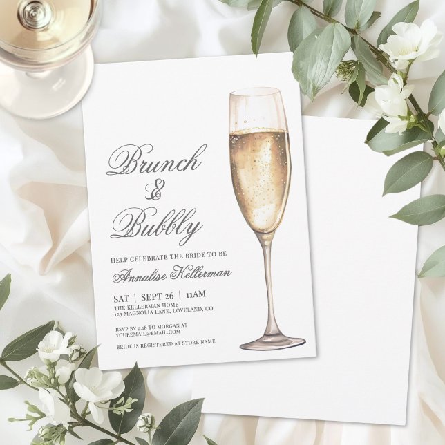 Convites Café da Manhã e Brinde no Chá de Noiva (Brunch And Bubbly Bridal Shower Invitation)