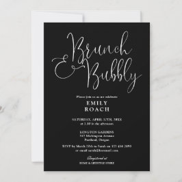 Convites Café da Manhã e Brunch de Bolha Preto e Branco par