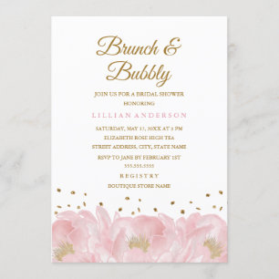 Convites Café da Manhã e Brunch de Rosa Elegante e Chuveiro