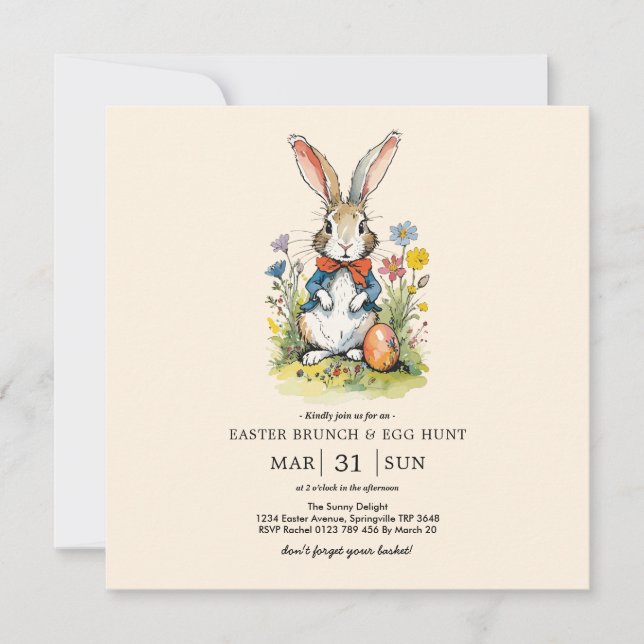 Convites Café da manhã e caça aos ovos de Páscoa | Wildflow (Frente)