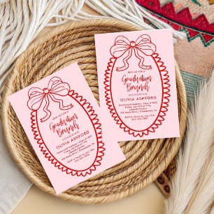 Convites Café da manhã elegante vermelho e rosa graduação