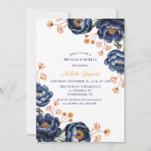 Café da Manhã Floral Azul-Marinho e Laranja Queima