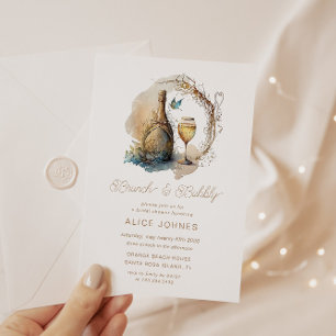 Convites Café da Manhã Místico Elegante de Noiva em Aquarel