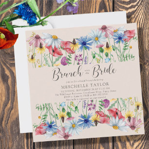 Convites Café da Manhã Nupcial com a Noiva Floral de Flores