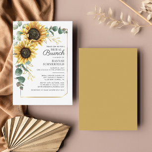 Convites Café da Manhã Nupcial com Verde e Flor de Girassol