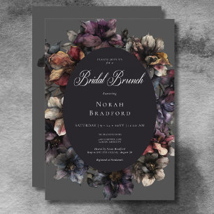 Convites Café da Manhã Nupcial Floral em Aquarela Sombrio G
