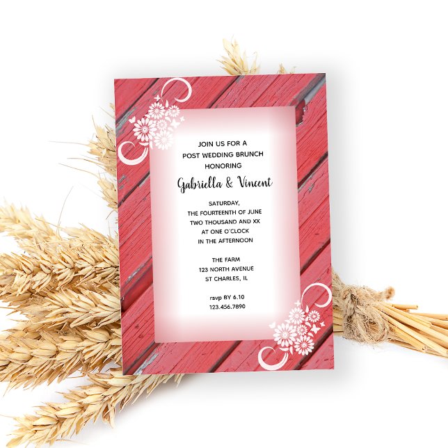Convites Café da manhã pós-casamento no Red Barn Wood Count (Criador carregado)