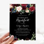 Convites Café da Manhã Rustic Black Botanical<br><div class="desc">Este convite para o café da manhã de botânica preto é perfeito para uma família e amigos clássicos,  dia depois do casamento. A design apresenta flores brilhantes,  vermelhas,  marinhos,  azuis e esbranquiçadas radiantes e graciosas pintadas à mão num fundo preto,  inspirando beleza natural.</div>
