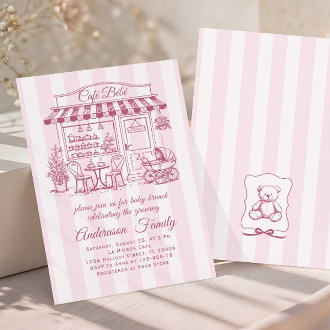 Convites Café da Moda Bebe Loja de Café Chá de Bebê Francês (Criador carregado)