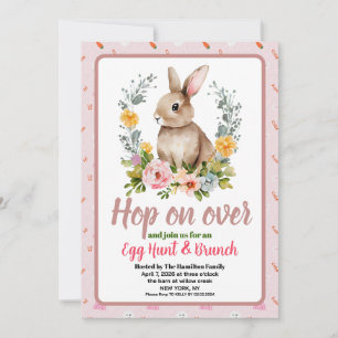 Convites Café da Páscoa & Caça ao Ovo Bunny Aquarela Floral