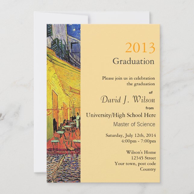 Convites Café de arte na festa de formatura noturna (Frente)