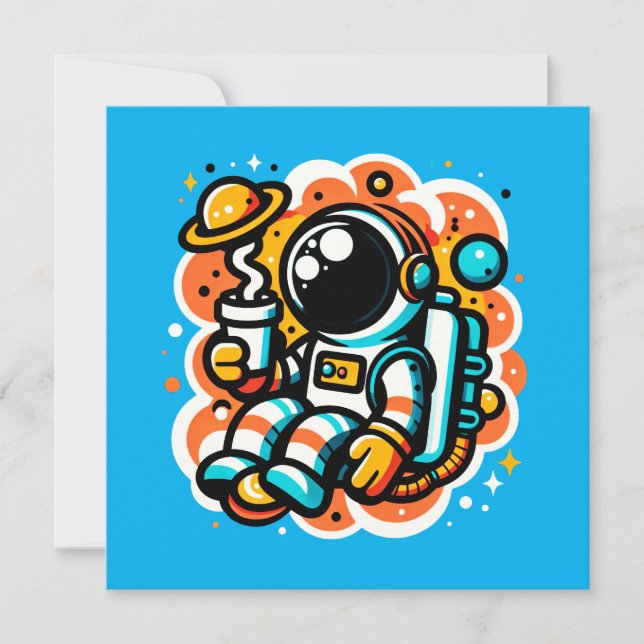 Convites Café de Bebendo astronauta - Cafeína Espacial Exte (Frente)
