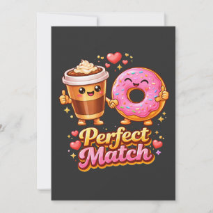 Convites Café e Donut Casal Perfeito Comida Fofa