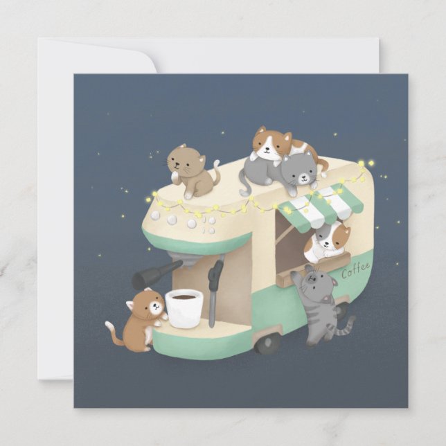 Convites Café e Kittens para Camper do Café (Frente)