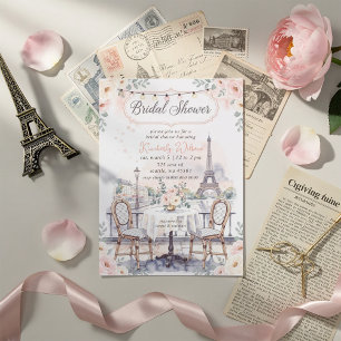 Convites Café Francês Tema Paris Torre Eiffel Chá de Noiva