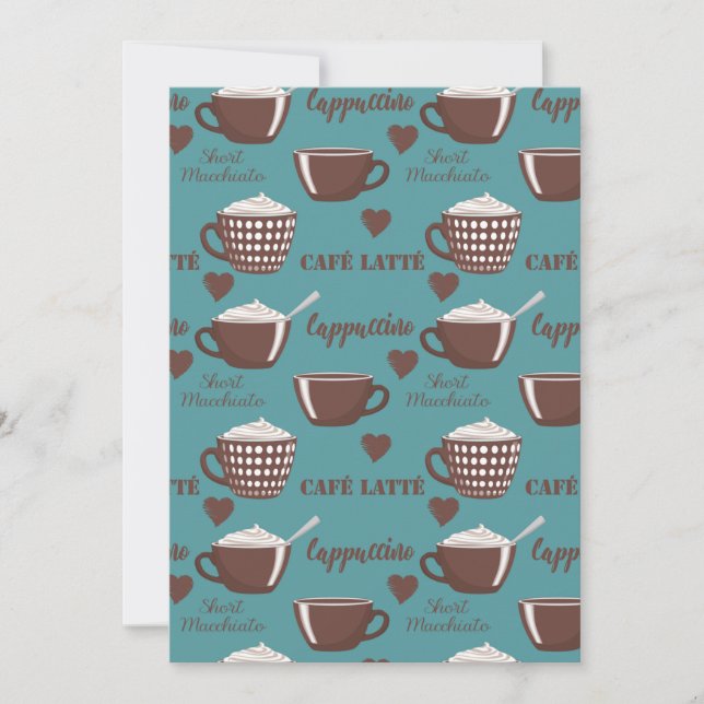 Convites Cafe Latte Cappuccino Brown Coffee Cups Cream (Frente)
