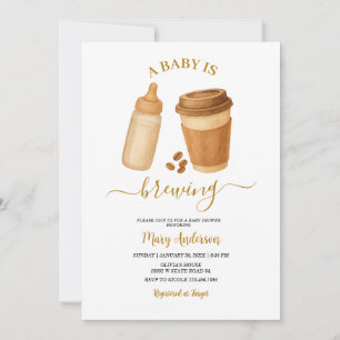 Convites Café Marrom Um Bebê Está a Caminho Chá de Bebê Mod