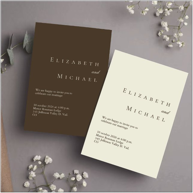 Convites Café Minimalista Boho Elegante Roteiro Casamento  (Criador carregado)