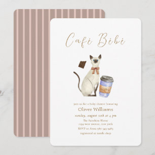 Convites Café Neutro Bébé Gato Café  Chá de Bebê