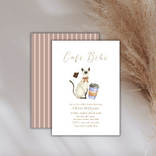 Convites Café Neutro Bébé Gato Café Chá de Bebê