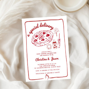 Convites café preparando chá de fraldas de rabiscos desenha