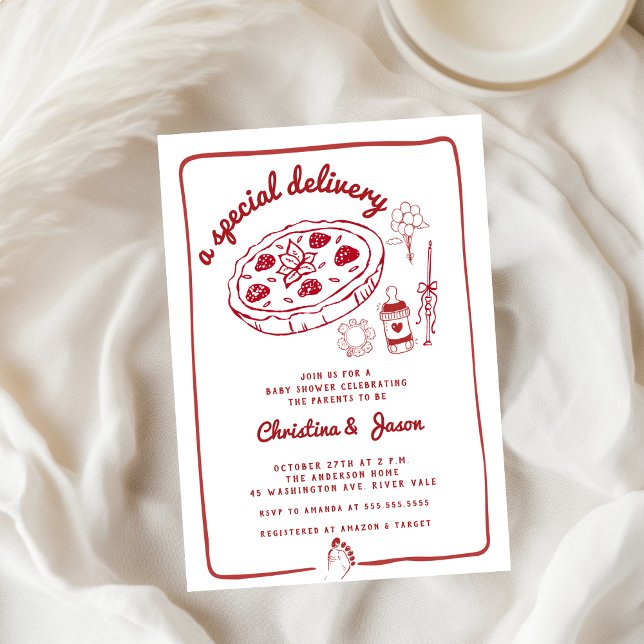 Convites café preparando chá de fraldas de rabiscos desenha (Criador carregado)