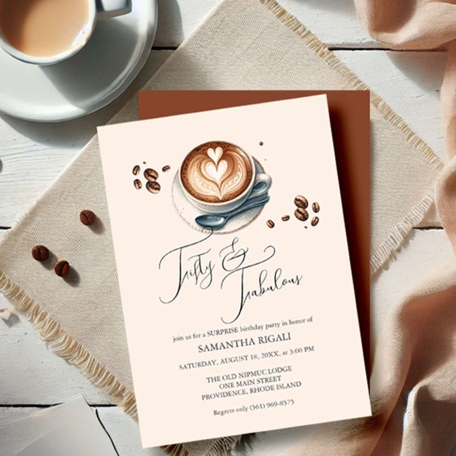 Convites Café Preso 50º Aniversário (fiftieth birthday invitations coffee theme by Victoria Grigaliunas of Do Tell A Belle)
