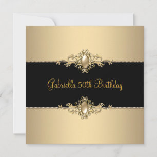 Convites Café Preto Trim. 50ª Pérola de Festa de aniversári