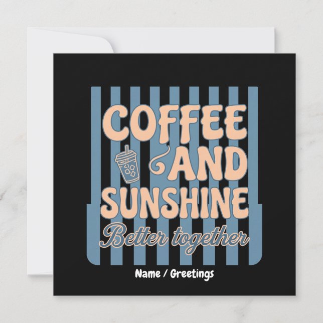 Convites Café Retro Groovy e Luz do Sol Combinam Melhor Jun (Frente)