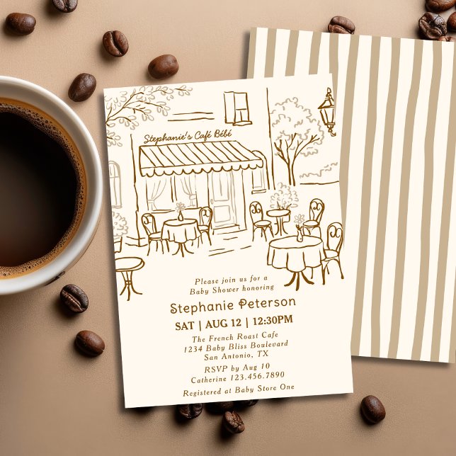 Convites Café Temático de Café Francês Chá de Bebê Bebe (Criador carregado)