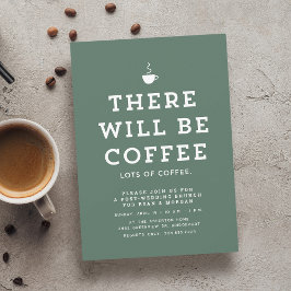 Convites Café verde simples e divertido de casamento
