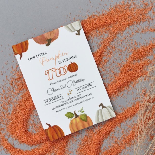 Convites Cai a nossa abóbora virando dois segundos aniversá (Criador carregado)