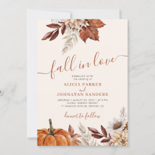 Convites Cair de amor aguarela botânica creme casamento