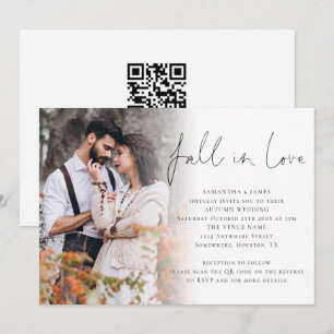 Convites Cair de Amor Script Sobreposição de Foto Código QR