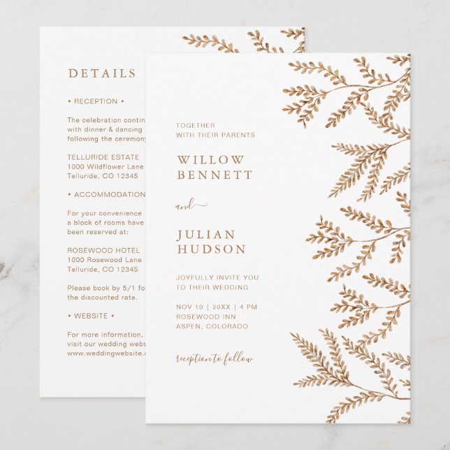 Convites Cair Deixa A Cama De Aquarela Casamento Tudo Em Um (Frente/Verso)