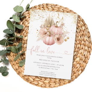 Convites Cair no Chá de panela de Amor Flores de Boho Pumpk