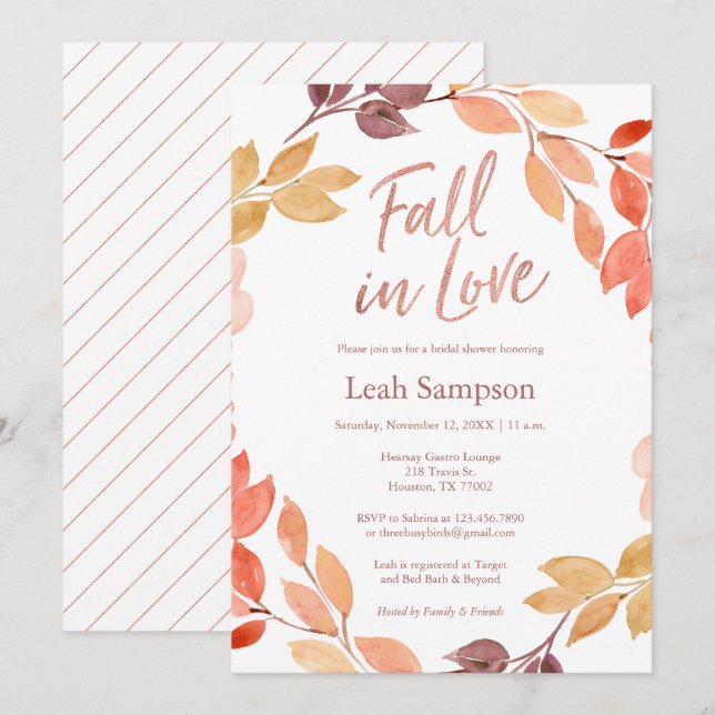 Convites Cair no Love Watercolor deixa chá de panela (Frente/Verso)