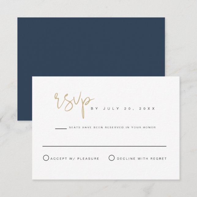 Convites CAITLIN- Resposta de Casamento Minimalista Moderno (Frente/Verso)