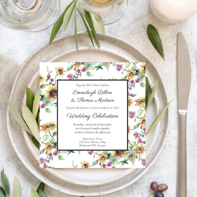 Convites Caiu do Sol Aquarela Florais Padrões Casamento (Criador carregado)