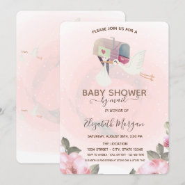 Convites Caixa de correio, Chuveiro de bebê floral cegonha 