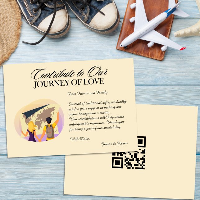 Convites Caixa de Honeymoon Registro Qr Código Presente de  (Honeymoon Fund Registry Qr Code Wedding Gift Invitation)